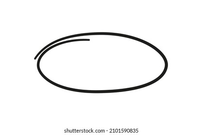 Hand drawn oval. Highlight circle frame. Ellipse in doodle style. Vector illustration isolated on white background.