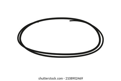 Hand drawn oval. Highlight circle frame. Ellipse in doodle style. Vector illustration isolated on white background.