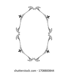 Hand drawn oval luxury frame. Elegant royal border.  Vector isolated motif monogram. Classic wedding invitation template.