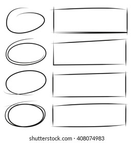 Hand Drawn Oval Rectangle Frames Highlighter Stock Vector (Royalty Free ...