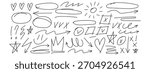 Hand drawn oval shapes and scribble crayon icon vector. doodle shapes, check marks, crown and arrows symbol. vector illustration.