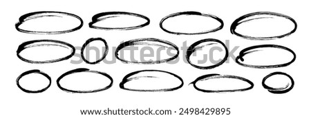 Hand drawn ovals, circles and ellipses collection. Highlight oval frames, vector doodle ellipses. Set of various geometric round shapes to circle and highlight text. Elements for diagrams and notes.
