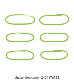 Hand drawn ovals and circles marker set vector illustration on white background.