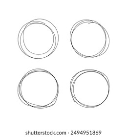 Hand drawn ovals and circles scribble marker set vector illustration on white background.