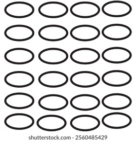 Hand drawn ovals and circles set. Ovals of different widths. Highlight circle frames. Ellipses in doodle design eps 10