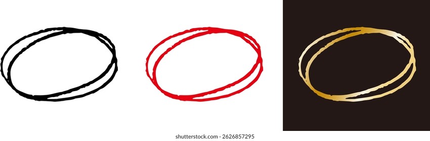 Hand drawn ovals. Doodle circles. Pencil drawn circle vector illustration.