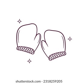 Hand Drawn Oven Gloves. Doodle Vector Sketch Illustration