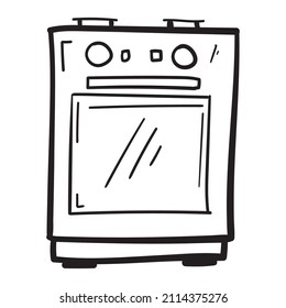 Icono de horno dibujado a mano en forma de doodle aislado.