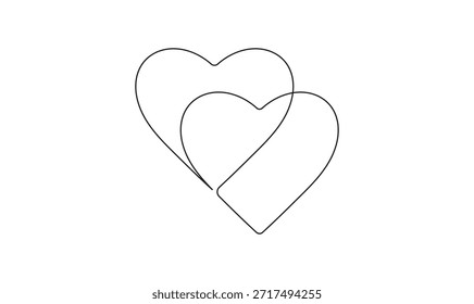 Corazones superpuestos dibujados a mano para boda y amor