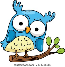 Hand drawn owl character illustration, vector