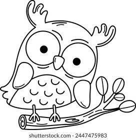 Hand drawn owl character illustration, vector