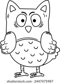 Hand drawn owl character illustration, vector