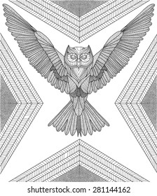  hand drawn owl coloring page