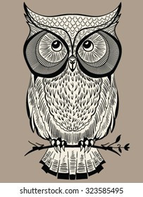 Hand Drawn Owl Coloring Page