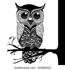 Hand Drawn Owl Coloring Page