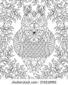 Hand Drawn Owl Coloring Page