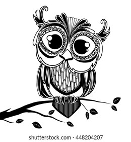 hand drawn owl coloring page