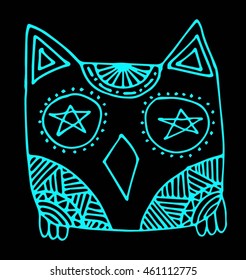 Hand Drawn Owl Doodle. Also suitable for tattoo, poster, postcard, greeting card 