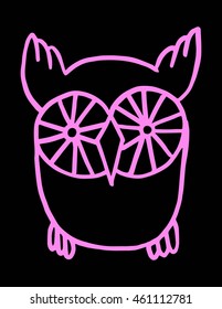 Hand Drawn Owl Doodle. Also suitable for tattoo, poster, postcard, greeting card 