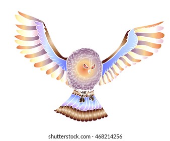 hand drawn the Owl flying ,vector