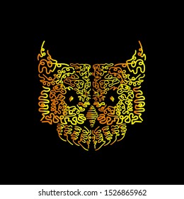 Hand drawn owl head. It can be used for print design. Digital art of owl bird