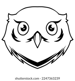 hand drawn of Owl head line art
