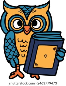 a hand drawn owl illustration in line style