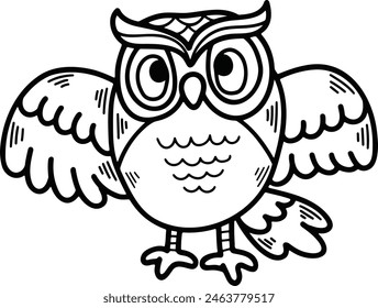 a hand drawn owl illustration in line style