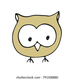 Hand drawn owl. Nursery poster in scandinavian style. Monochrome vector illustration.