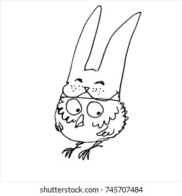 Hand drawn owl. Sketching illustration 