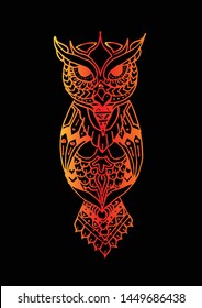 Hand drawn owl. Zentangle Art.