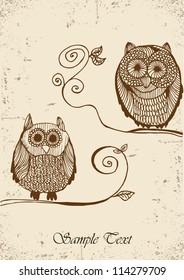 Hand drawn owls