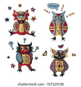 hand drawn owls