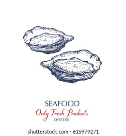 Hand drawn oysters icon.