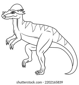 hand drawn of Pachycephalosaurus line art 