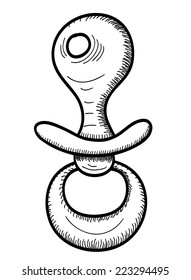 Hand drawn Pacifier Isolated on White Background. Vector Sketch
