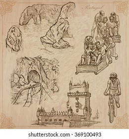 An hand drawn pack, Travel - PORTUGAL, Pictures of Life. Description - Vectors, freehand sketching. Editable in layers and groups. Background is isolated. All things are named inside the vector file.