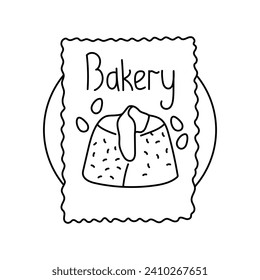 Hand drawn packaged cupcake color element. Cartoon Ultra processed food (upf). Isolated vector illustration.