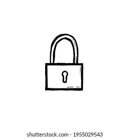 Hand gezeichnet von Schloss, Doodle-Design, Objektsymbol, Vektorgrafik