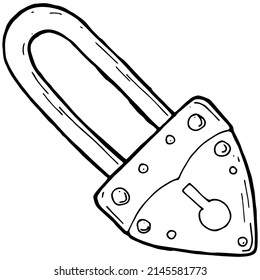 hand drawn padlock in doodle style
