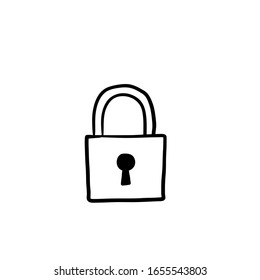 hand drawn padlock icon illustration doodle style