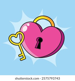 Hand drawn padlock love heart valentine icon vector illustration