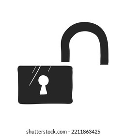 Hand drawn Padlock unlocked vector illustration