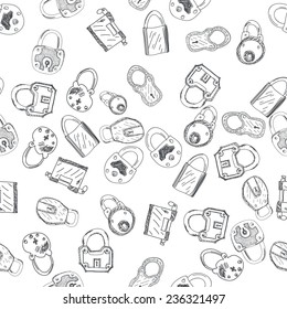 Hand Drawn Padlocks Background Seamless Pattern Vector illustration