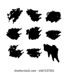Hand drawn of paint blob splash with different shapes. Cut isolated vector illustration for your stickers, label, banner, icon design. Abstract black splatter spots set.