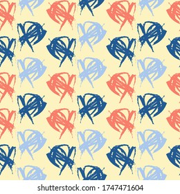 Hand drawn paint brush art. Hand drawn. Stylish polka dot. Painted repeat texture. Monochrome turquoise background.