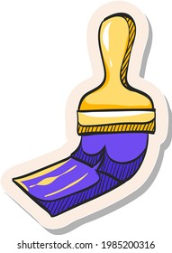 Icono de pincel dibujado a mano en ilustración vectorial de estilo pegatina