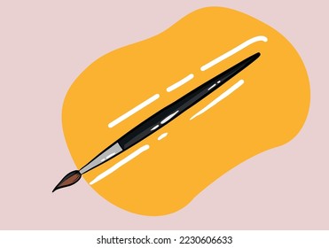 Hand drawn Paint brush isolated on background. Cartoon style Paintbrush flat icon.