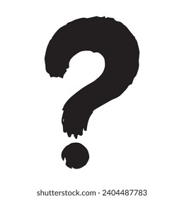 Hand drawn paint brush stroke grunge question mark