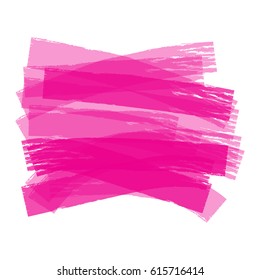 Hand Drawn Paint Brush Stroke Isolated On White Background. Pink Grunge. Vector